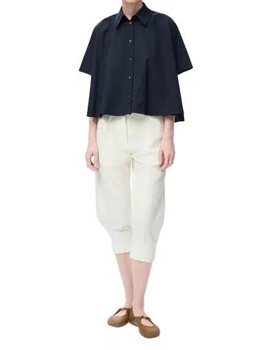 LOEWE Women's Short-Sleeve Trapeze Shirt - Navy Blue | Thumbnail 2 LOEWE Women's Short-Sleeve Trapeze Shirt - Navy Blue | Thumbnail 2