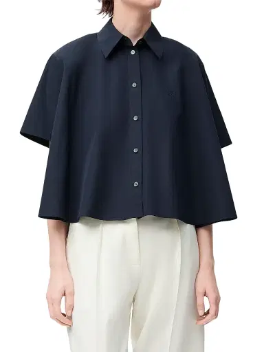 LOEWE Women's Short-Sleeve Trapeze Shirt - Navy Blue | Thumbnail 3 LOEWE Women's Short-Sleeve Trapeze Shirt - Navy Blue | Thumbnail 3