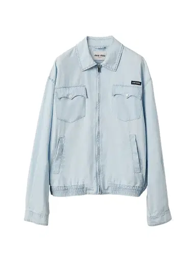 Miu Miu Women's Chambray Blouson Jacket - Blue | Thumbnail 1 Miu Miu Women's Chambray Blouson Jacket - Blue | Thumbnail 1