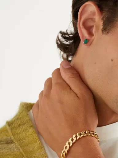 SHAY Hidden Halo White Gold, Emerald and Diamond Earrings - Men | Thumbnail 4 SHAY Hidden Halo White Gold, Emerald and Diamond Earrings - Men | Thumbnail 4