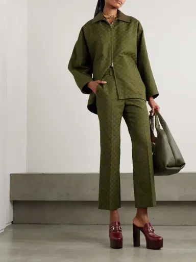 Gucci Cropped Cotton-blend Canvas-jacquard Flared Pants | Thumbnail 2 Gucci Cropped Cotton-blend Canvas-jacquard Flared Pants | Thumbnail 2
