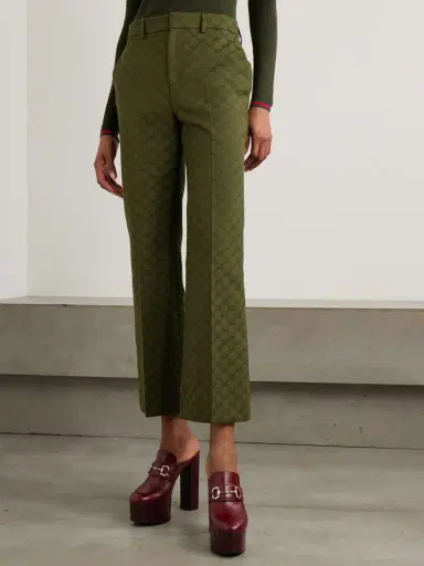 Gucci Cropped Cotton-blend Canvas-jacquard Flared Pants | Thumbnail 3 Gucci Cropped Cotton-blend Canvas-jacquard Flared Pants | Thumbnail 3