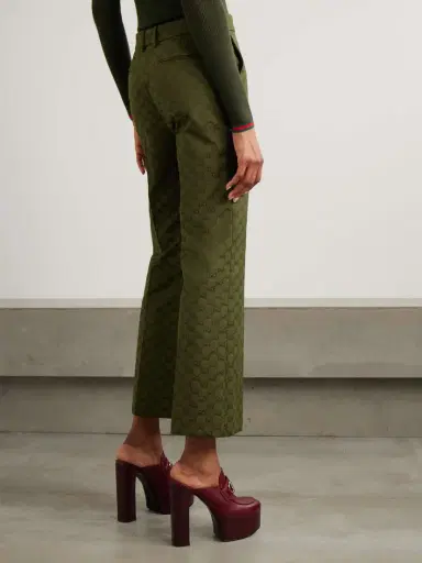 Gucci Cropped Cotton-blend Canvas-jacquard Flared Pants | Thumbnail 4 Gucci Cropped Cotton-blend Canvas-jacquard Flared Pants | Thumbnail 4