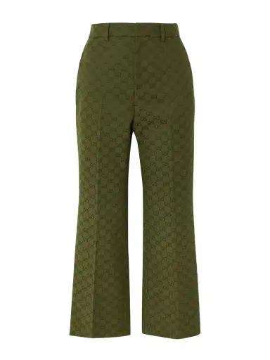 Gucci Cropped Cotton-blend Canvas-jacquard Flared Pants | Thumbnail 1 Gucci Cropped Cotton-blend Canvas-jacquard Flared Pants | Thumbnail 1