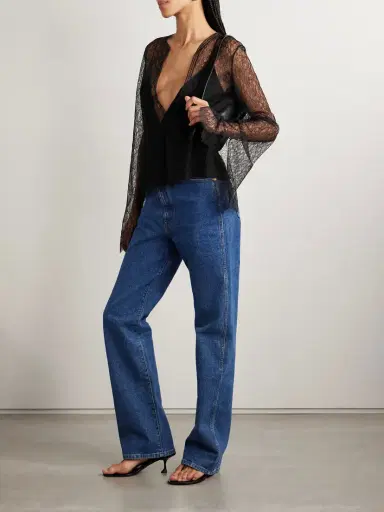 Brandon Maxwell The Eloise Chantilly Lace And Crepe Top | Thumbnail 2 Brandon Maxwell The Eloise Chantilly Lace And Crepe Top | Thumbnail 2