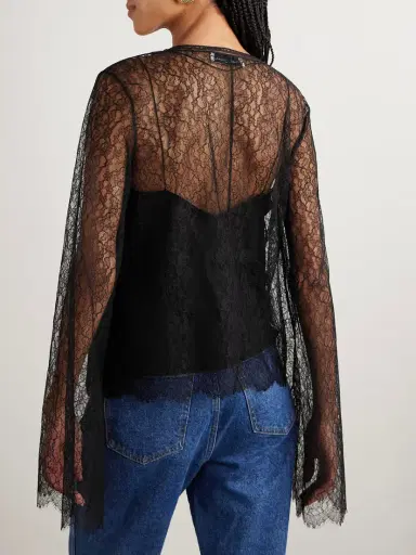 Brandon Maxwell The Eloise Chantilly Lace And Crepe Top | Thumbnail 3 Brandon Maxwell The Eloise Chantilly Lace And Crepe Top | Thumbnail 3