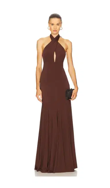Alice + Olivia Alice + Olivia Evelina Halter Maxi Dress | Thumbnail 1 Alice + Olivia Alice + Olivia Evelina Halter Maxi Dress | Thumbnail 1