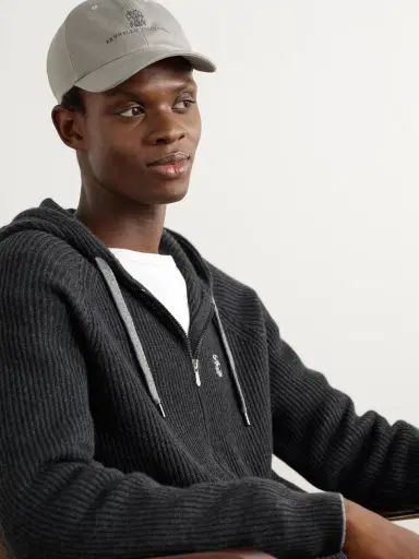 Brunello Cucinelli Logo-Embroidered Leather-Trimmed Cotton-Twill Baseball Cap - Men | Thumbnail 2 Brunello Cucinelli Logo-Embroidered Leather-Trimmed Cotton-Twill Baseball Cap - Men | Thumbnail 2