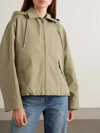 Loewe Hooded Striped Poplin-paneled Embroidered Cotton-twill Jacket | Thumbnail 3 Loewe Hooded Striped Poplin-paneled Embroidered Cotton-twill Jacket | Thumbnail 3