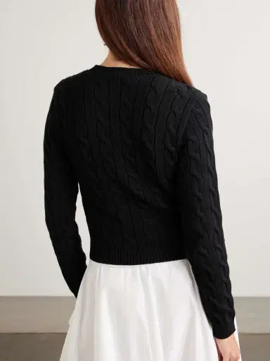 Loewe Embroidered Cable-knit Cotton Cardigan | Thumbnail 3 Loewe Embroidered Cable-knit Cotton Cardigan | Thumbnail 3