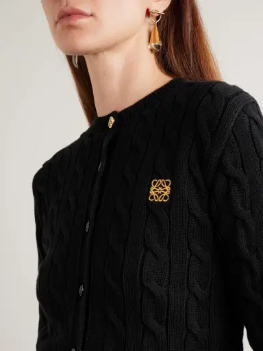 Loewe Embroidered Cable-knit Cotton Cardigan | Thumbnail 5 Loewe Embroidered Cable-knit Cotton Cardigan | Thumbnail 5