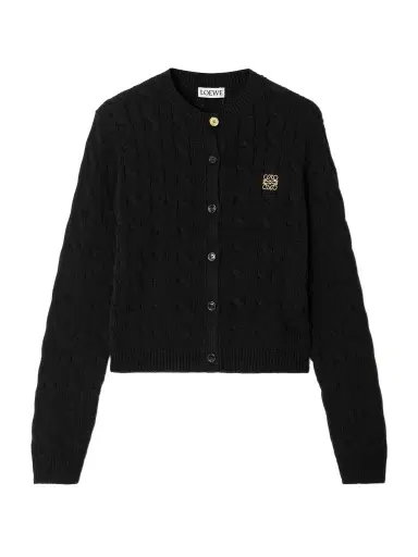 Loewe Embroidered Cable-knit Cotton Cardigan | Thumbnail 1 Loewe Embroidered Cable-knit Cotton Cardigan | Thumbnail 1