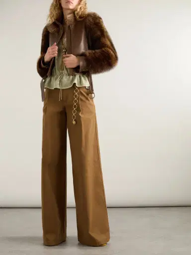 Chloé Cropped Shearling-trimmed Leather Jacket | Thumbnail 2 Chloé Cropped Shearling-trimmed Leather Jacket | Thumbnail 2