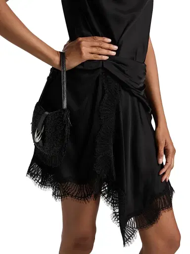 A.L.C. Women's Dion Draped Lace-Trimmed Minidress - Black | Thumbnail 6 A.L.C. Women's Dion Draped Lace-Trimmed Minidress - Black | Thumbnail 6