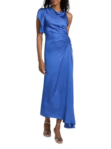 A.L.C. Women's Pia Satin Midi-Dress - Lapis | Thumbnail 2 A.L.C. Women's Pia Satin Midi-Dress - Lapis | Thumbnail 2
