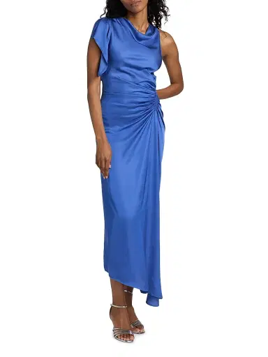 A.L.C. Women's Pia Satin Midi-Dress - Lapis | Thumbnail 3 A.L.C. Women's Pia Satin Midi-Dress - Lapis | Thumbnail 3