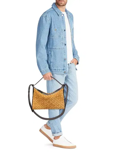 Bottega Veneta Men's Classic Intrecciato Suede Top Handle Bag - Amber Fondant Silver | Thumbnail 3 Bottega Veneta Men's Classic Intrecciato Suede Top Handle Bag - Amber Fondant Silver | Thumbnail 3