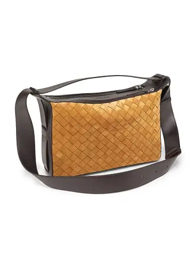 Bottega Veneta Men's Classic Intrecciato Suede Top Handle Bag - Amber Fondant Silver | Thumbnail 4 Bottega Veneta Men's Classic Intrecciato Suede Top Handle Bag - Amber Fondant Silver | Thumbnail 4