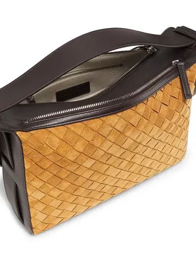 Bottega Veneta Men's Classic Intrecciato Suede Top Handle Bag - Amber Fondant Silver | Thumbnail 5 Bottega Veneta Men's Classic Intrecciato Suede Top Handle Bag - Amber Fondant Silver | Thumbnail 5