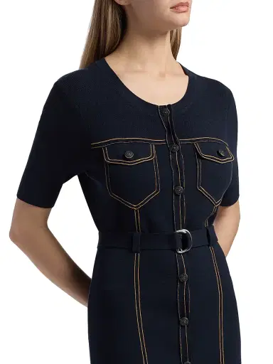 Cinq à Sept Women's Elisha Belted Cardigan Minidress - Navy | Thumbnail 6 Cinq à Sept Women's Elisha Belted Cardigan Minidress - Navy | Thumbnail 6