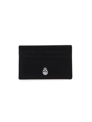 Alexander McQueen Men's Skull Leather Card Case - Black Silver | Thumbnail 1 Alexander McQueen Men's Skull Leather Card Case - Black Silver | Thumbnail 1
