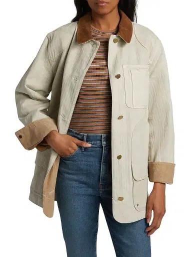 Veronica Beard Women's Abbas Classic Barn Jacket - Light Oatmeal | Thumbnail 3 Veronica Beard Women's Abbas Classic Barn Jacket - Light Oatmeal | Thumbnail 3