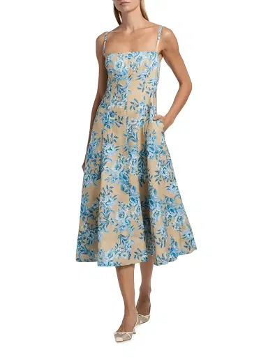 Cara Cara Women's Gimlet Floral Paneled Midi-Dress - Farfella Ginger Root | Thumbnail 2 Cara Cara Women's Gimlet Floral Paneled Midi-Dress - Farfella Ginger Root | Thumbnail 2