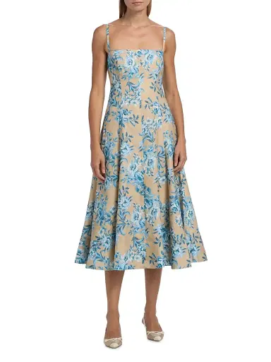 Cara Cara Women's Gimlet Floral Paneled Midi-Dress - Farfella Ginger Root | Thumbnail 3 Cara Cara Women's Gimlet Floral Paneled Midi-Dress - Farfella Ginger Root | Thumbnail 3