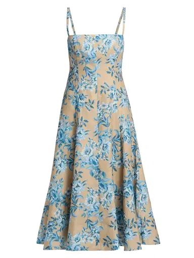 Cara Cara Women's Gimlet Floral Paneled Midi-Dress - Farfella Ginger Root | Thumbnail 1 Cara Cara Women's Gimlet Floral Paneled Midi-Dress - Farfella Ginger Root | Thumbnail 1
