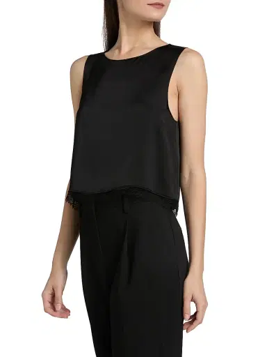 Leset Women's Barb Lace Trim Crop Tank - Black | Thumbnail 4 Leset Women's Barb Lace Trim Crop Tank - Black | Thumbnail 4
