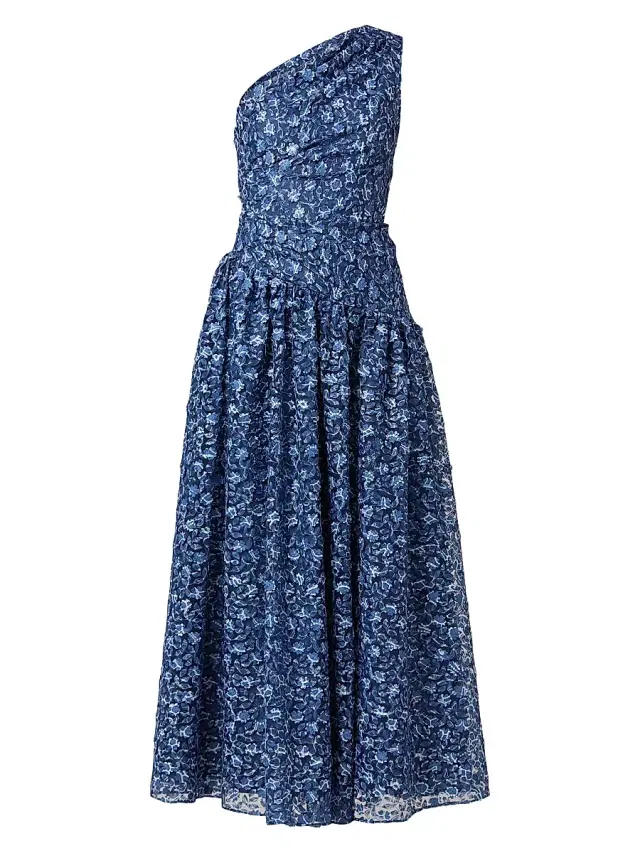 Women's Danielle Floral One-Shoulder Gown - Indigo Navy Women's Danielle Floral One-Shoulder Gown - Indigo Navy