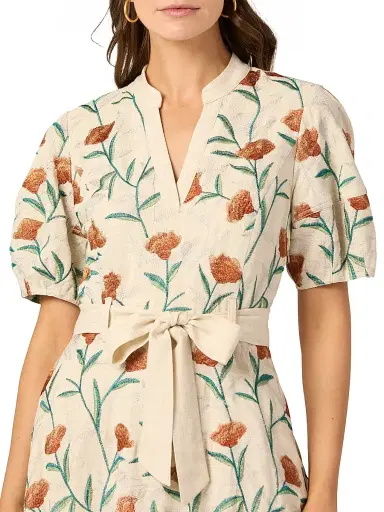 Shoshanna Women's Willow Floral Midi-Dress - Light Khaki Terracotta Green | Thumbnail 4 Shoshanna Women's Willow Floral Midi-Dress - Light Khaki Terracotta Green | Thumbnail 4