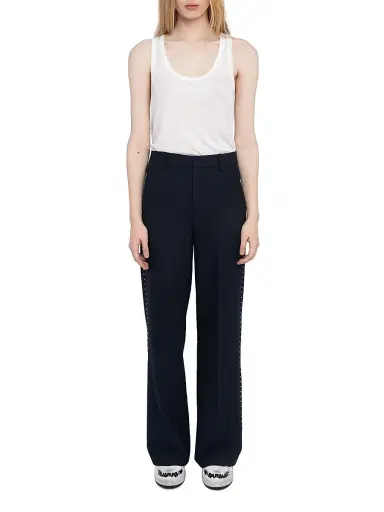 Zadig & Voltaire Women's Panol Tailleur Strass Woven Wide-Leg Pants - Encre - Size XL | Thumbnail 2 Zadig & Voltaire Women's Panol Tailleur Strass Woven Wide-Leg Pants - Encre - Size XL | Thumbnail 2