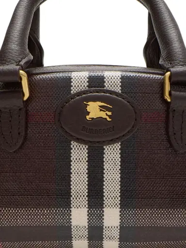 Burberry Women's Mini Highlands Bowling Check Leather Top Handle Bag - Mahogany | Thumbnail 6 Burberry Women's Mini Highlands Bowling Check Leather Top Handle Bag - Mahogany | Thumbnail 6