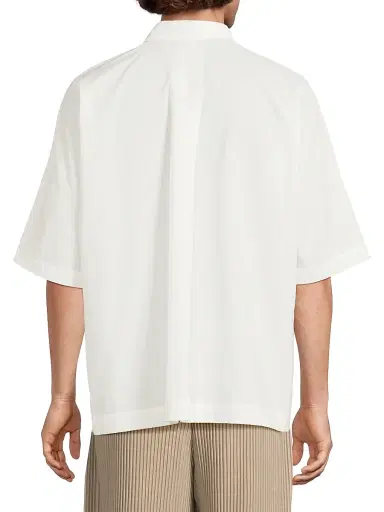 Homme Plissé Issey Miyake Men's July Streamline Short-Sleeve Cotton Shirt - White | Thumbnail 5 Homme Plissé Issey Miyake Men's July Streamline Short-Sleeve Cotton Shirt - White | Thumbnail 5