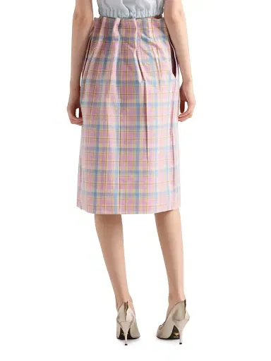 Prada Women's Checked Cotton Midi Skirt - Pink - Size 0 | Thumbnail 4 Prada Women's Checked Cotton Midi Skirt - Pink - Size 0 | Thumbnail 4