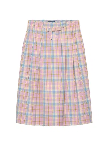 Prada Women's Checked Cotton Midi Skirt - Pink - Size 0 | Thumbnail 1 Prada Women's Checked Cotton Midi Skirt - Pink - Size 0 | Thumbnail 1