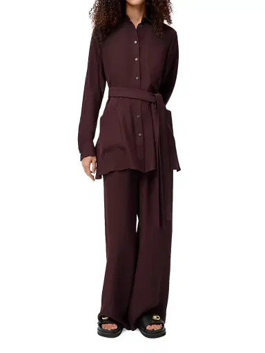 LOEWE Women's Pyjama Silk Trousers - Burgundy | Thumbnail 2 LOEWE Women's Pyjama Silk Trousers - Burgundy | Thumbnail 2