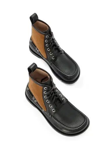 LOEWE Men's Campo Leather & Suede Loafer Boots - Black Chocolate | Thumbnail 3 LOEWE Men's Campo Leather & Suede Loafer Boots - Black Chocolate | Thumbnail 3