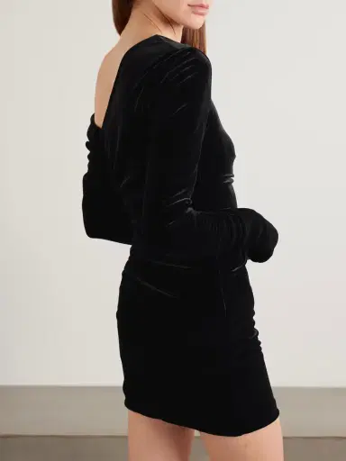SIR. Ettore Off-the-shoulder Draped Stretch-velvet Mini Dress | Thumbnail 3 SIR. Ettore Off-the-shoulder Draped Stretch-velvet Mini Dress | Thumbnail 3
