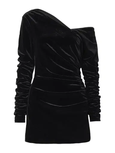 SIR. Ettore Off-the-shoulder Draped Stretch-velvet Mini Dress | Thumbnail 1 SIR. Ettore Off-the-shoulder Draped Stretch-velvet Mini Dress | Thumbnail 1