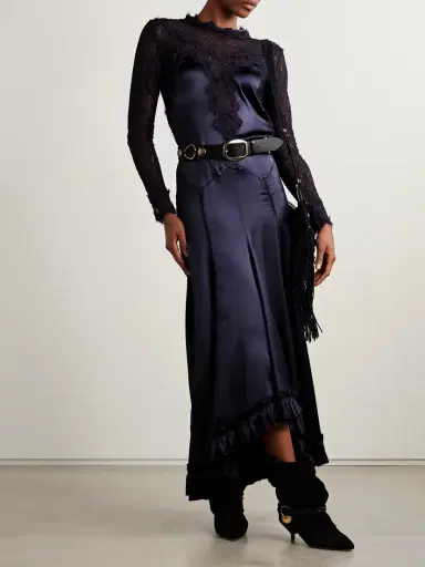 Isabel Marant Dolores Silk-blend Satin And Corded Lace Maxi Dress | Thumbnail 2 Isabel Marant Dolores Silk-blend Satin And Corded Lace Maxi Dress | Thumbnail 2