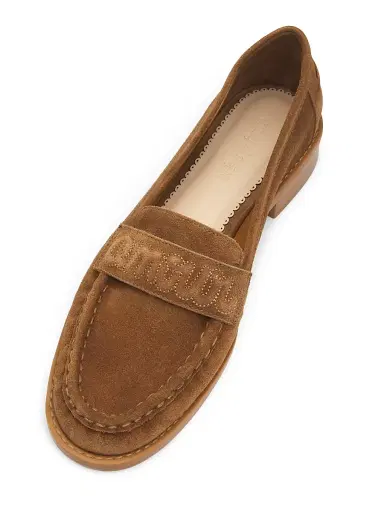 Cinq à Sept Women's Gretta Logo Suede Loafers - Golden Sienna | Thumbnail 4 Cinq à Sept Women's Gretta Logo Suede Loafers - Golden Sienna | Thumbnail 4