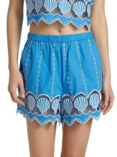 Rails Women's Mai Embroidered Cotton Shorts - French Blue | Thumbnail 3 Rails Women's Mai Embroidered Cotton Shorts - French Blue | Thumbnail 3