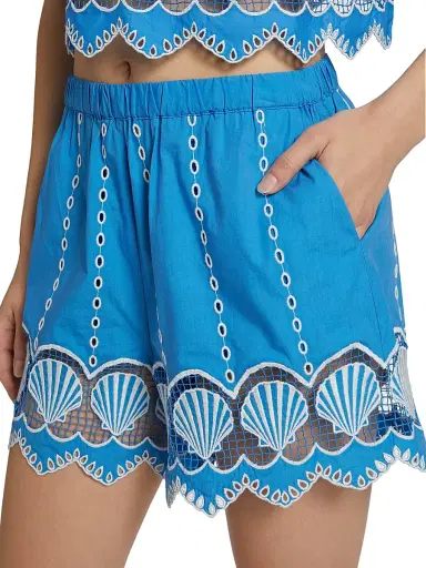 Rails Women's Mai Embroidered Cotton Shorts - French Blue | Thumbnail 6 Rails Women's Mai Embroidered Cotton Shorts - French Blue | Thumbnail 6