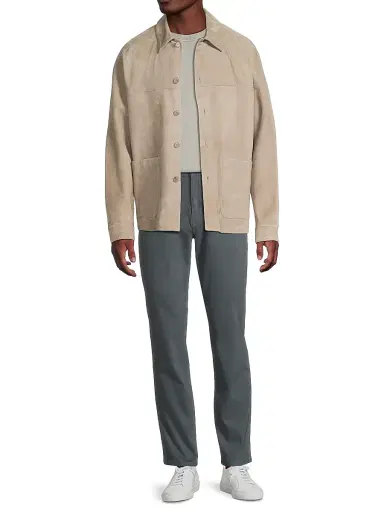 Vince Men's Suede Button-Front Shirt Jacket - Putty | Thumbnail 2 Vince Men's Suede Button-Front Shirt Jacket - Putty | Thumbnail 2