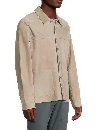Vince Men's Suede Button-Front Shirt Jacket - Putty | Thumbnail 4 Vince Men's Suede Button-Front Shirt Jacket - Putty | Thumbnail 4