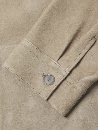 Vince Men's Suede Button-Front Shirt Jacket - Putty | Thumbnail 6 Vince Men's Suede Button-Front Shirt Jacket - Putty | Thumbnail 6