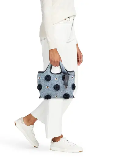 3.1 Phillip Lim Women's Mini Floral-Appliqué Denim Shopper Tote Bag - Washed Indigo | Thumbnail 2 3.1 Phillip Lim Women's Mini Floral-Appliqué Denim Shopper Tote Bag - Washed Indigo | Thumbnail 2