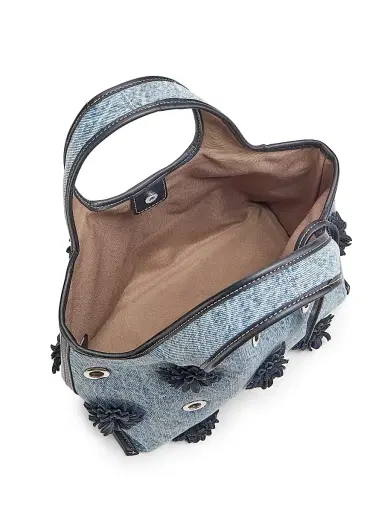 3.1 Phillip Lim Women's Mini Floral-Appliqué Denim Shopper Tote Bag - Washed Indigo | Thumbnail 4 3.1 Phillip Lim Women's Mini Floral-Appliqué Denim Shopper Tote Bag - Washed Indigo | Thumbnail 4